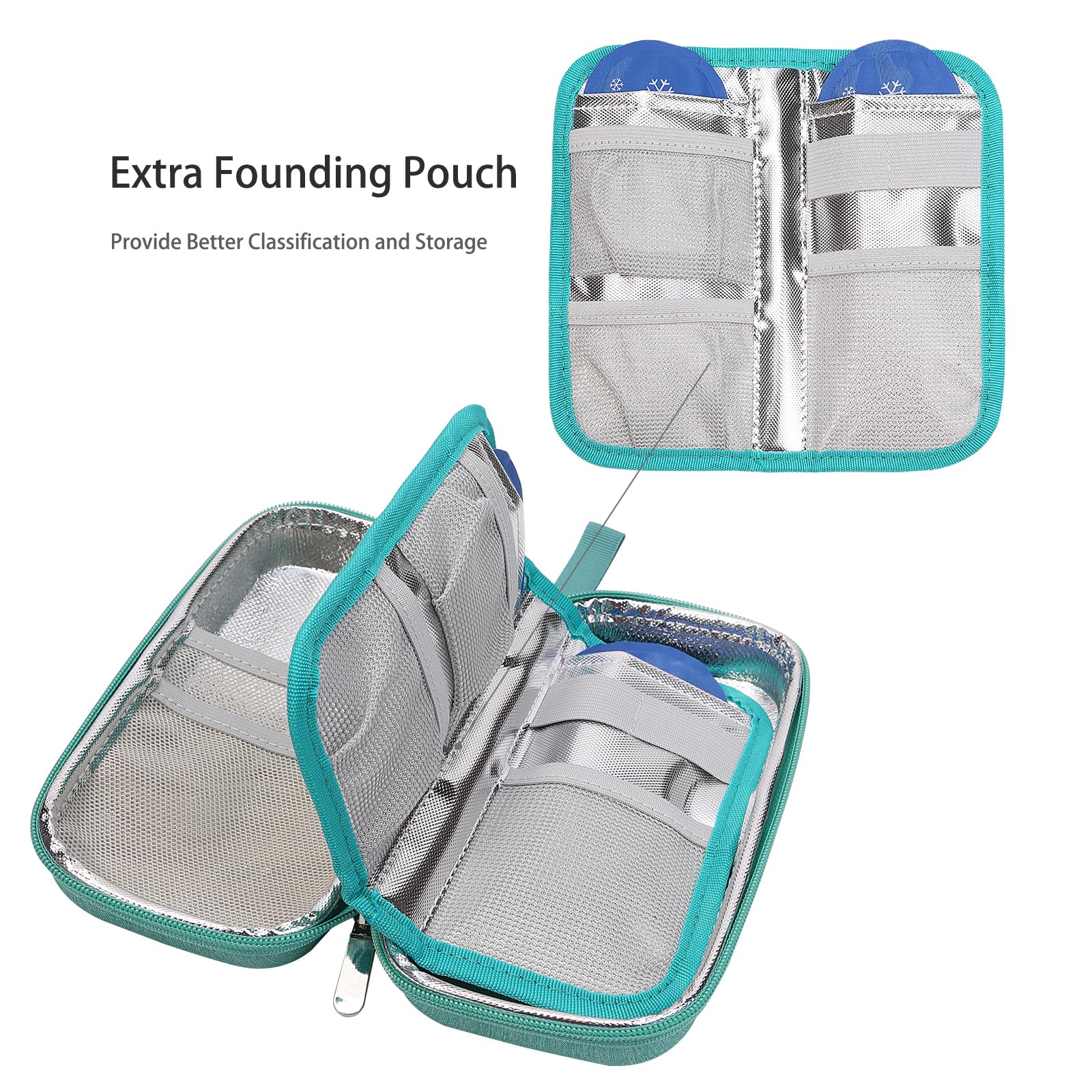 BOMKEE Insulin Cooler Travel Case, Insulated Pouch for Insulin Refrigerated Medicine Organizer Bag Carrying Case Storage Bag with 2 Ice Pack - Image 3