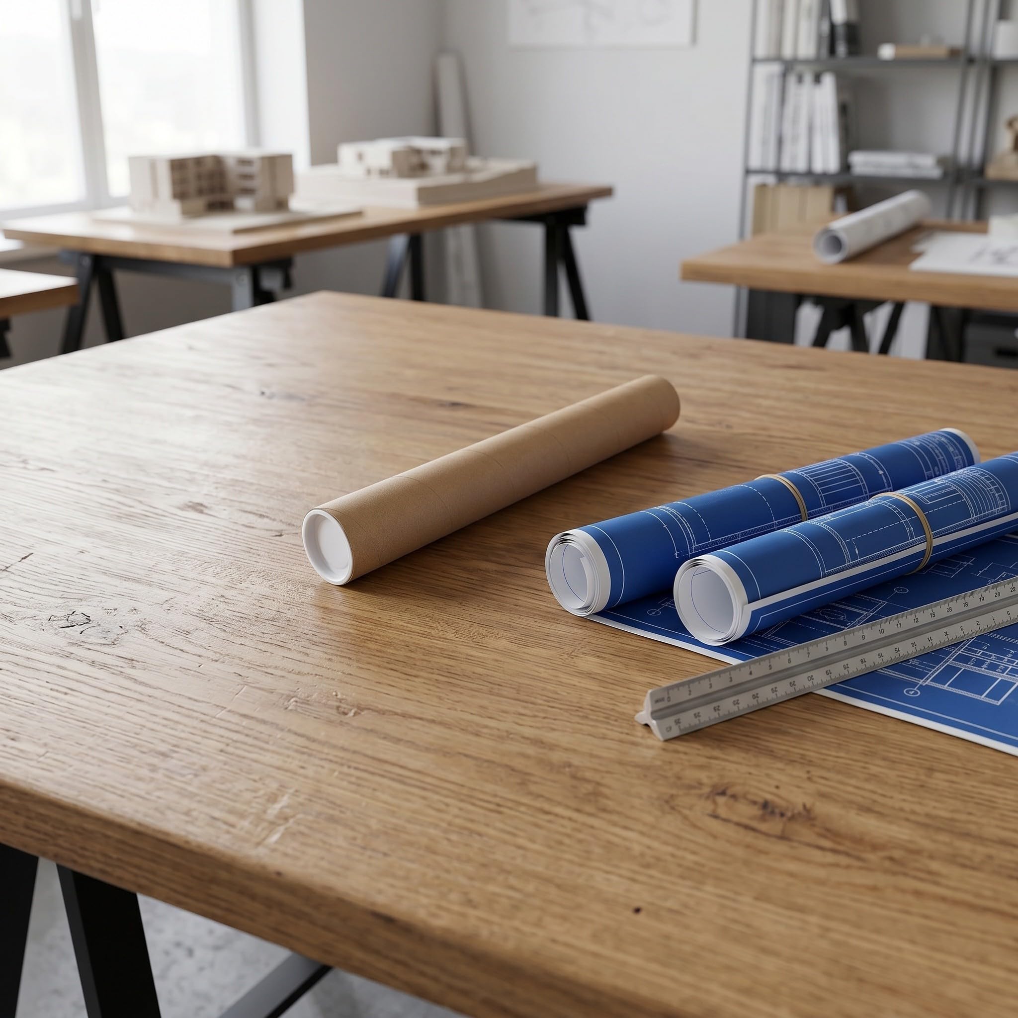 8 tubi di cartone kraft con tappi in plastica, cilindri rinforzati 40x5 cm per spedizioni di disegni tecnici e poster