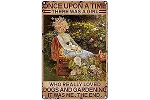 Vintage Garden Tin Sign: A Girl Loves Dogs and Gardening