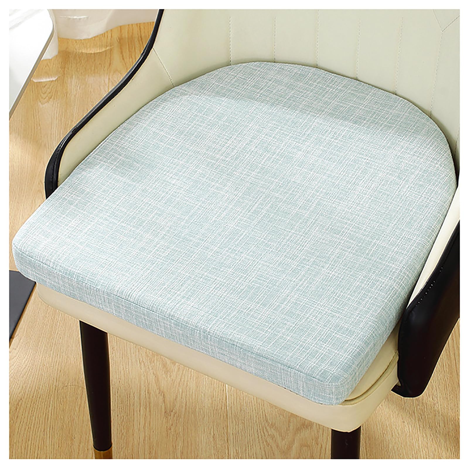U Shaped Dining Chair Cushions Set of 6 Non Slip Chair Pads with Ties Washable Seat Cushions Cotton and Linen Cover Light Blue Dining Chair Cushions