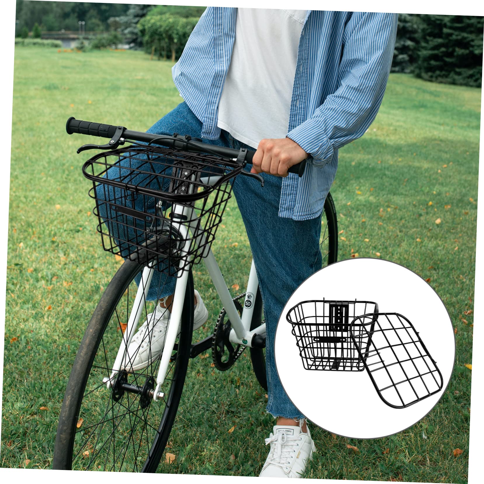 TOYANDONA Cestino Anteriore in Acciaio Inox per Bici e Veicoli Elettrici Ampia capacità e Installazione Semplificata, Accessori Inclusi per Uso Pratico Quotidiano