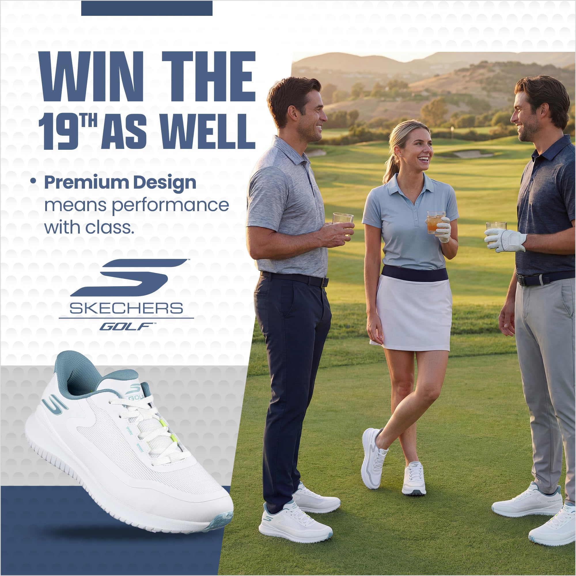 Skechers Mężczyźni Slip-ins: Go Golf Flight Spikeless Lace Up Mesh Sneakers For MenButy golfowe