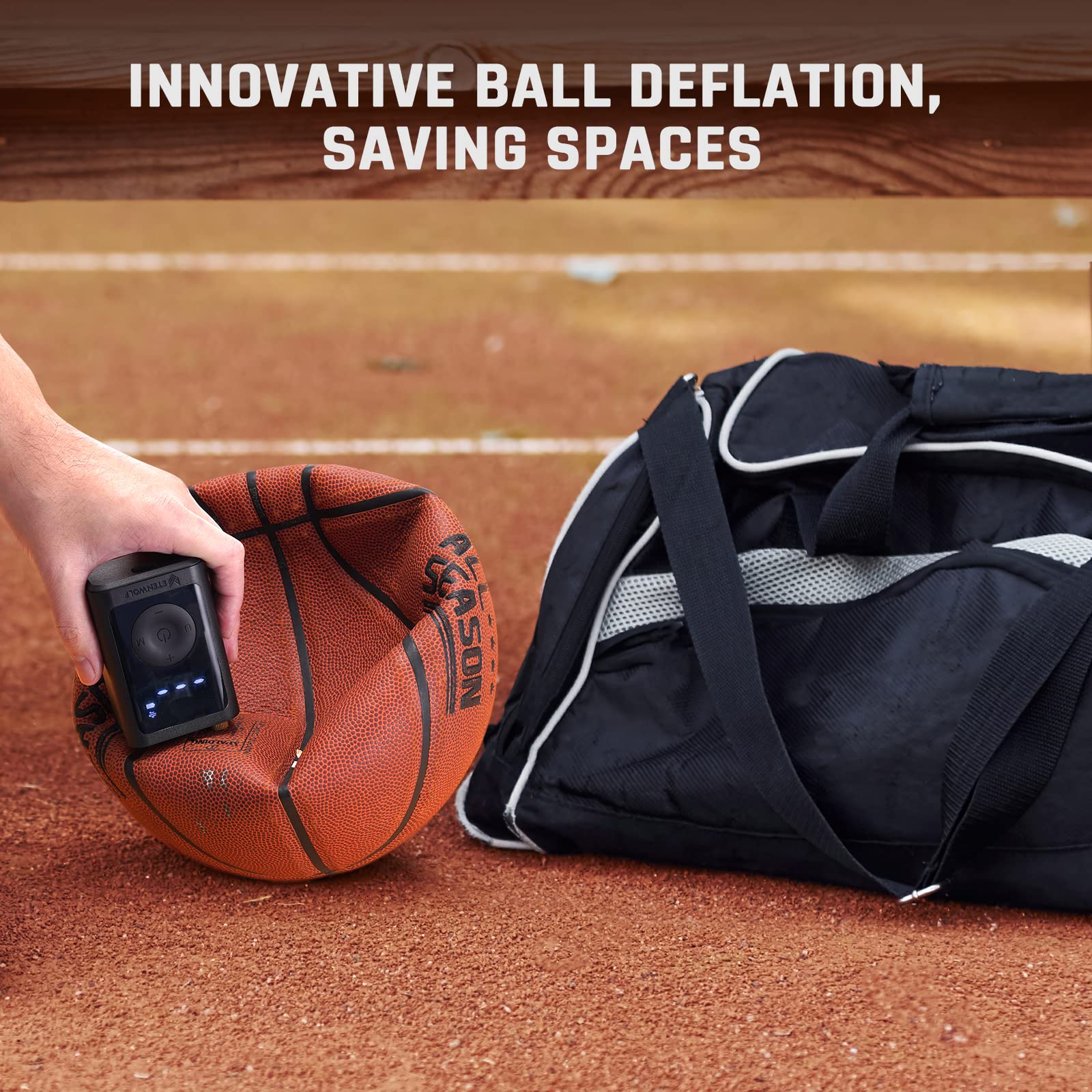 ETENWOLF Elektrische Ballpumpe - Aufblas- & Abpumpfunktion 0,14-1,17 Bar Mit Manometer