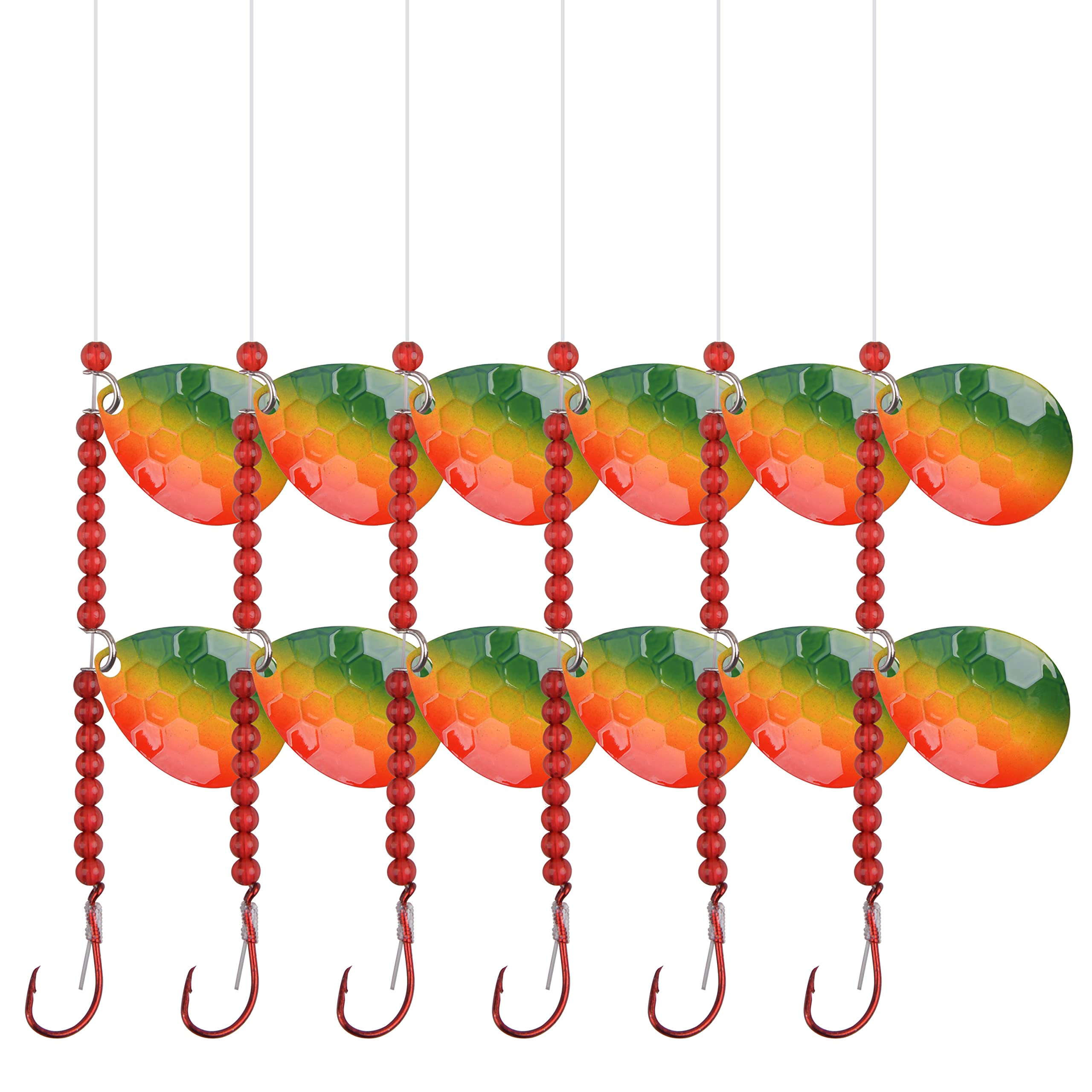 OROOTLWalleye Spinner Rigs Kit, 6pcs Walleye Fishing Bait Rigs Crawler Harness Walleye Spinner Rig with Colorado Blades Octopus Hook Fishing Live Bait Rigs Freshwater Walleye Fishing Gear