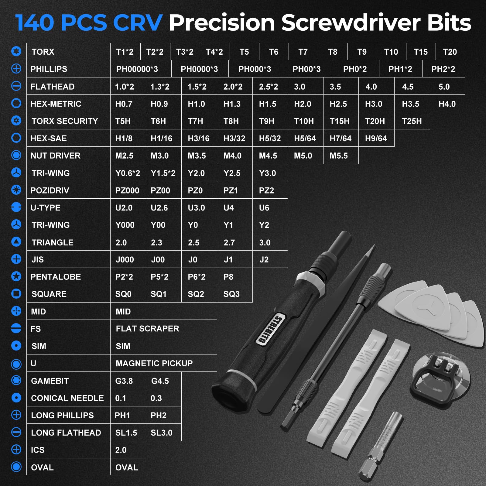 STREBITO Präzisions-Schraubendreher-Set, 153-in-1, kleines Schraubendreher-Set mit Koffer, magnetisches Schraubendreher, elektronisches Werkzeugset – PC, Laptop, Handy, MacBook, Game-Controller, RC
