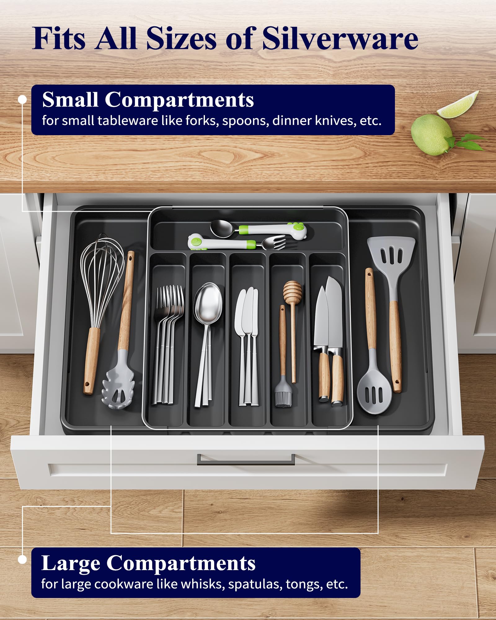 Kitsure Large Cutlery Drawer Organiser for Kitchen - Image 3