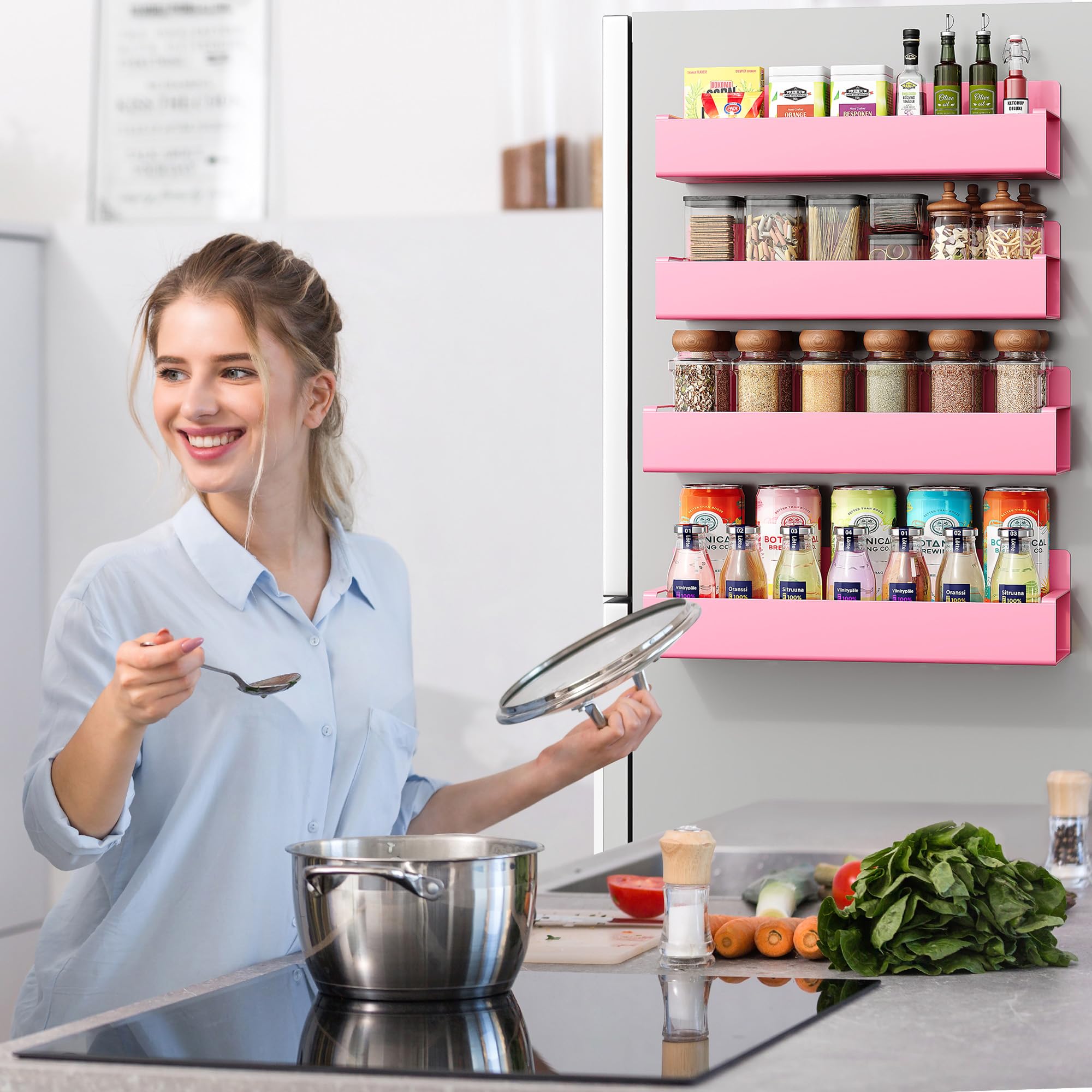 Amazon.com: Vetacsion 4 Pack Moveable Fridge Magnetic Spice Racks