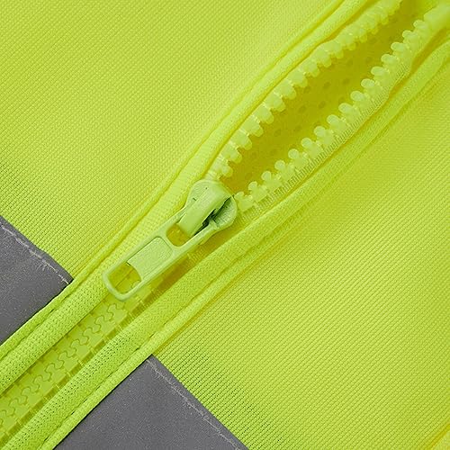 Miniatura 5 de 3C Products SV2100 - Chaleco de seguridad Bk de malla frontal sólida de alta visibilidad con tiras reflectantes con bolsillos con cremallera verde