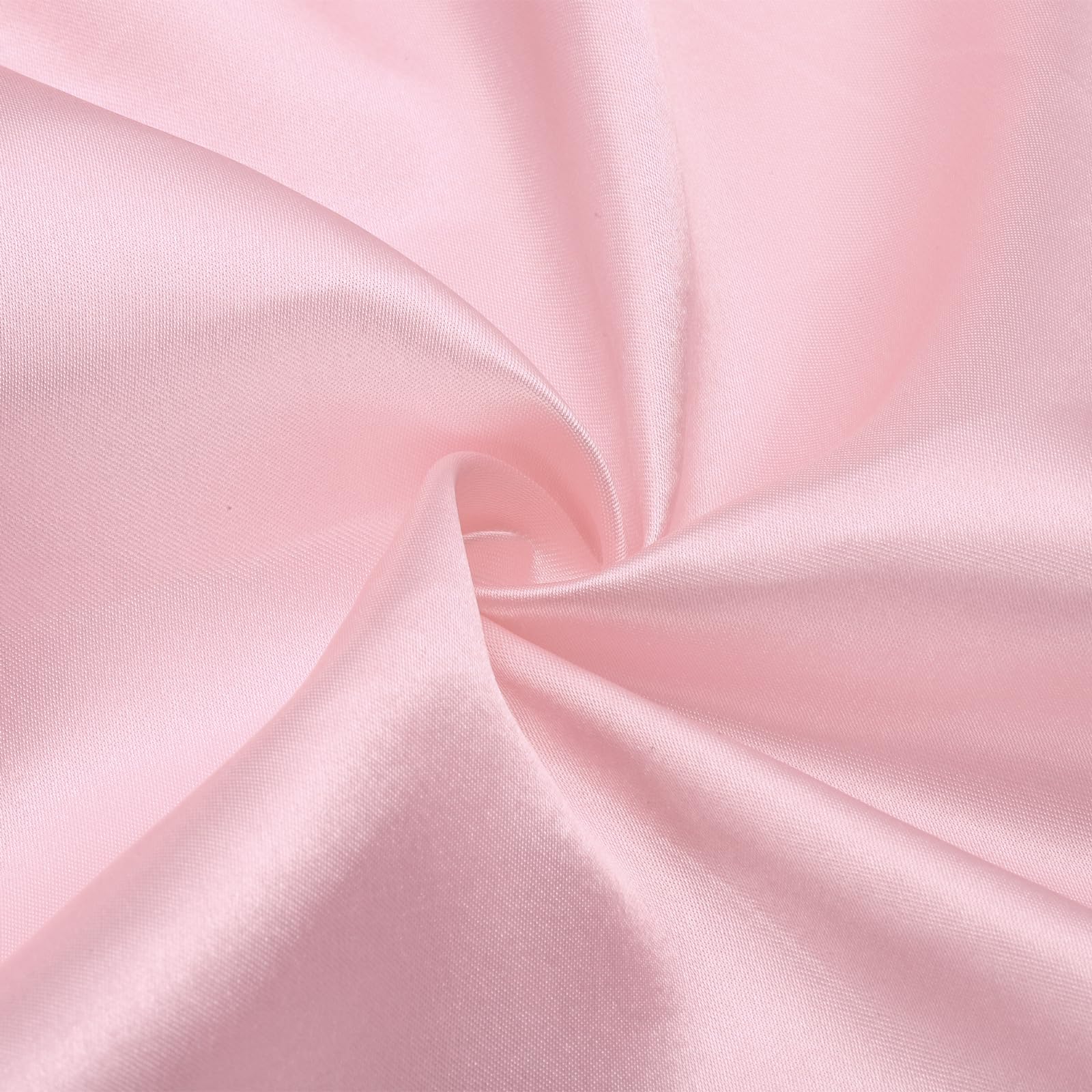 sourcing map Light Pink Satin Fabric by the Yard, 9.8 Yards 59" Wide Silky Soft Cloth Fabrics for Bridal Dress Wedding Decorations DIY Crafts Sewing Napkins