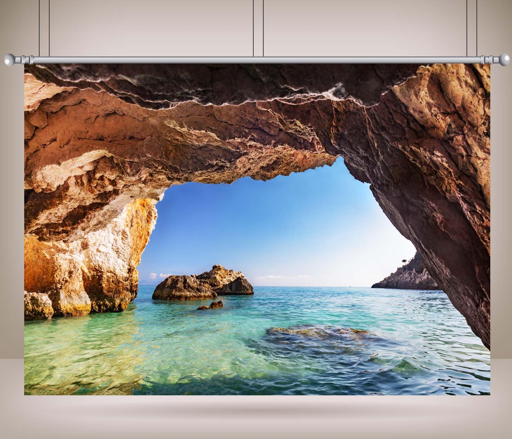 15x10FT (4.6x3m) Vista Dalla Grotta Sul Mare Sfondo Fotografico
