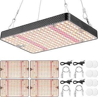 Grow Lights (4 Pack), Hanging Grow Lights for Indoor Plants, 200W UV-IR Full Spectrum Led Grow Light for Seedling Veg and Bloom