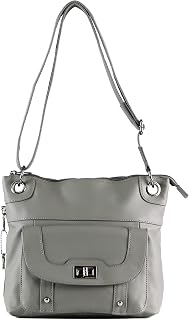 Concealed Carry Gun Purse - Twist Lock Pocket Crossbody Bag by Roma Leathers (Gray)