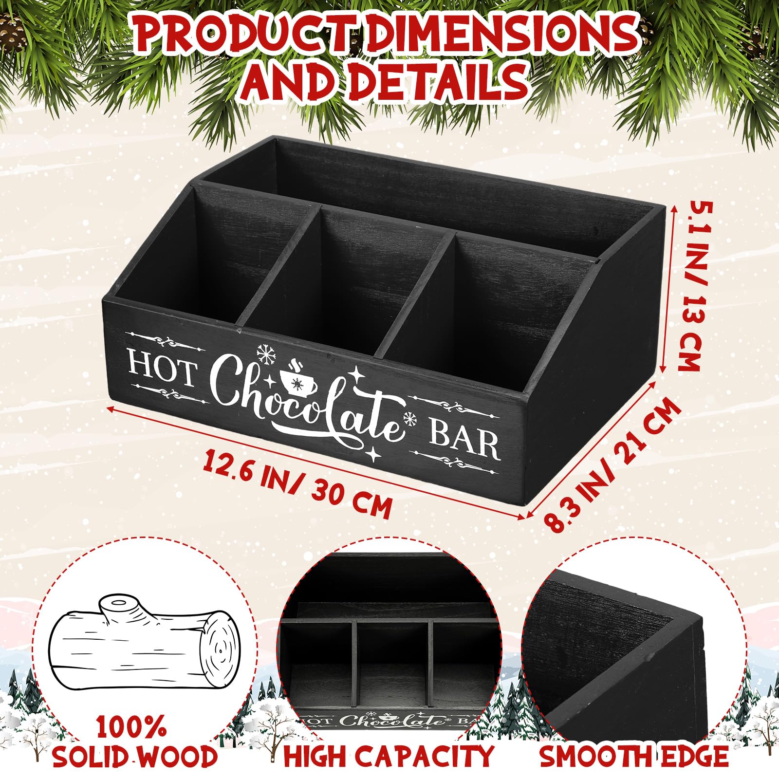 Amazon.com: Barydat Hot Cocoa Bar Wood Organizer 4 Compartment