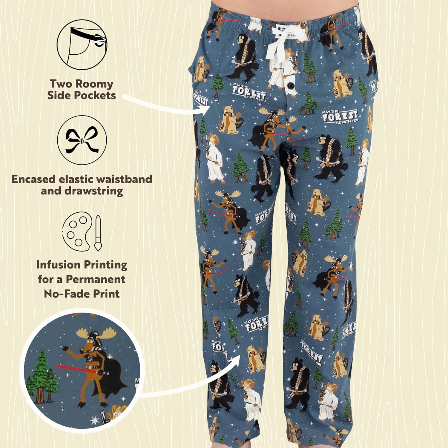 Lazy One Funny Moose Pajama Pants for Men, Men's Separate Bottoms, Lounge Pants - Image 6