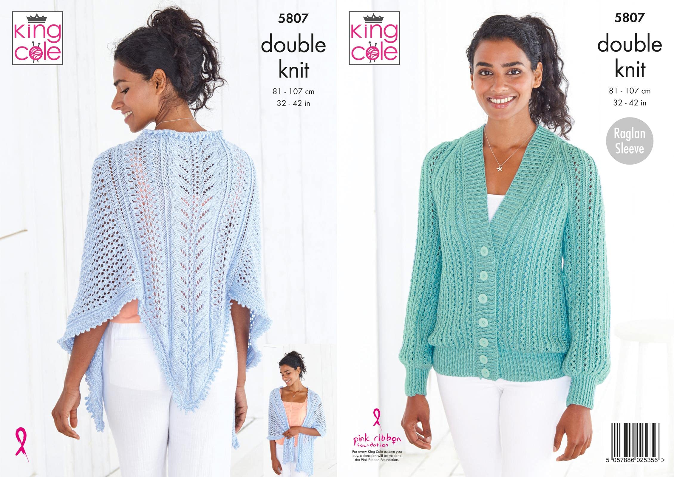 King Cole 5807 Knitting Pattern Womens Cardigan and Shawl in Glitz DK