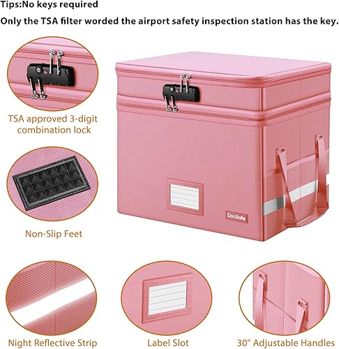 Miniatura 5 de DocSafe Caja de archivos con cerradura, caja de documentos ignífuga de varias capas, organizador de almacenamiento de archivos plegable con