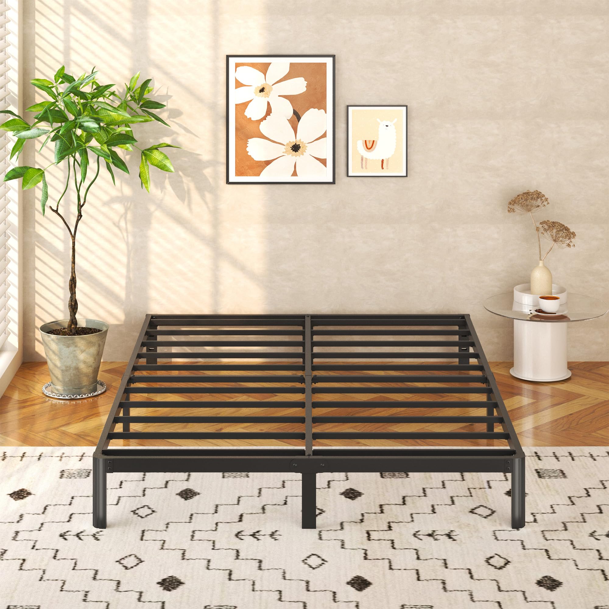 Yicensen9 Inch Full Bed Frame with Rounded Corner Legs, Heavy Duty Full Size Metal Platform Bed Frame No Box Spring Needed, Easy Assembly, Noise Free, Black