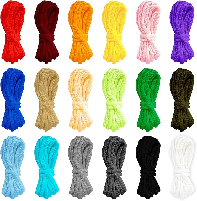 Kulannder 18Pcs Paracord Bracelet Rope 3m Parachute Cord Outdoor Survival Rope Set DIY Manual Braiding for Outdoor Activities Parachute Cord Making Survival Cord Climbing (Multiple-color)