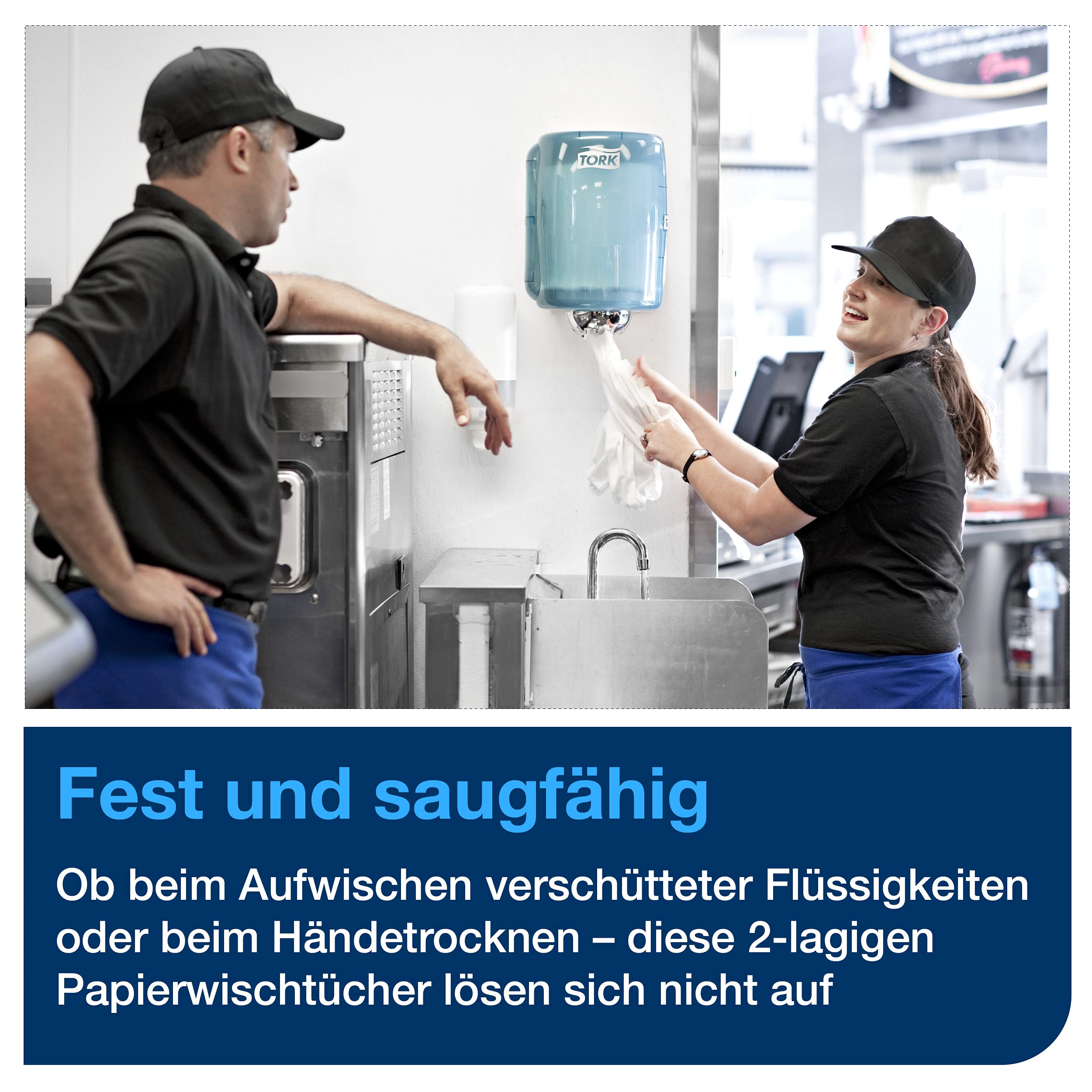 Tork 101240 Starke MehrzweckPapierwischtücher für das M2 Innenabrollung Spendersystem / 2-lagiges stabiles Papier in Weiß, 6 x 160 Meter