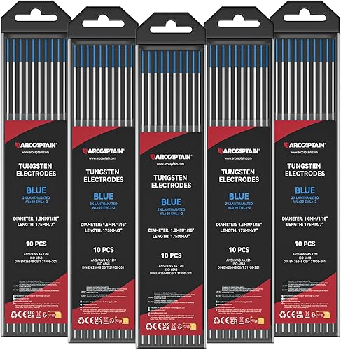 Miniatura 48 de ARCCAPTAIN TIG Welding Tungsten Electrode 10-Pack 3/32"x 7"(Purple - Non-Radioactive, EWG)