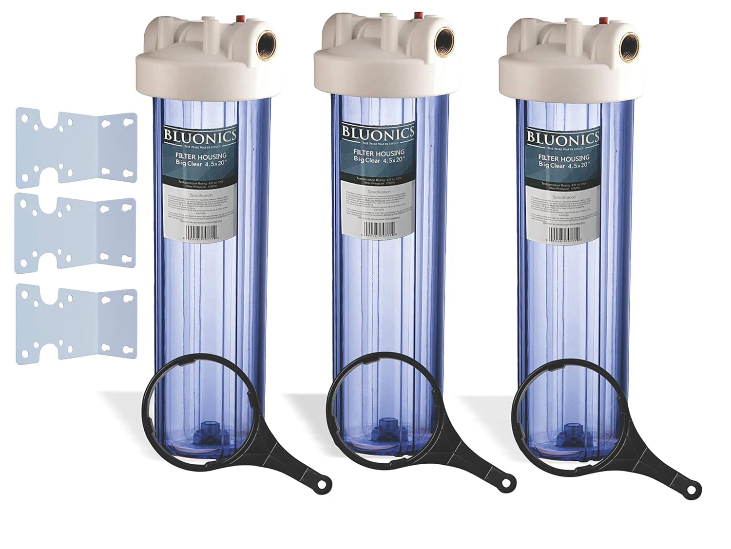 Suреr Sаlе 🛒 Bluonics Triple Whole House Water Filter for City & Well Water 3 Stage Home Water Filtration System with 4.5 x 20 Sediment and Carbon Filters. 1 Inch Inlet Outlet Connections Authеntіс Crаzу Dеаlѕ Bluonics Triple Whole House Water Filter for City & Well Water 3 Stage Home Water Filtration System with 4.5 x 20 Sediment and Carbon Filters. 1 Inch Inlet Outlet Connections