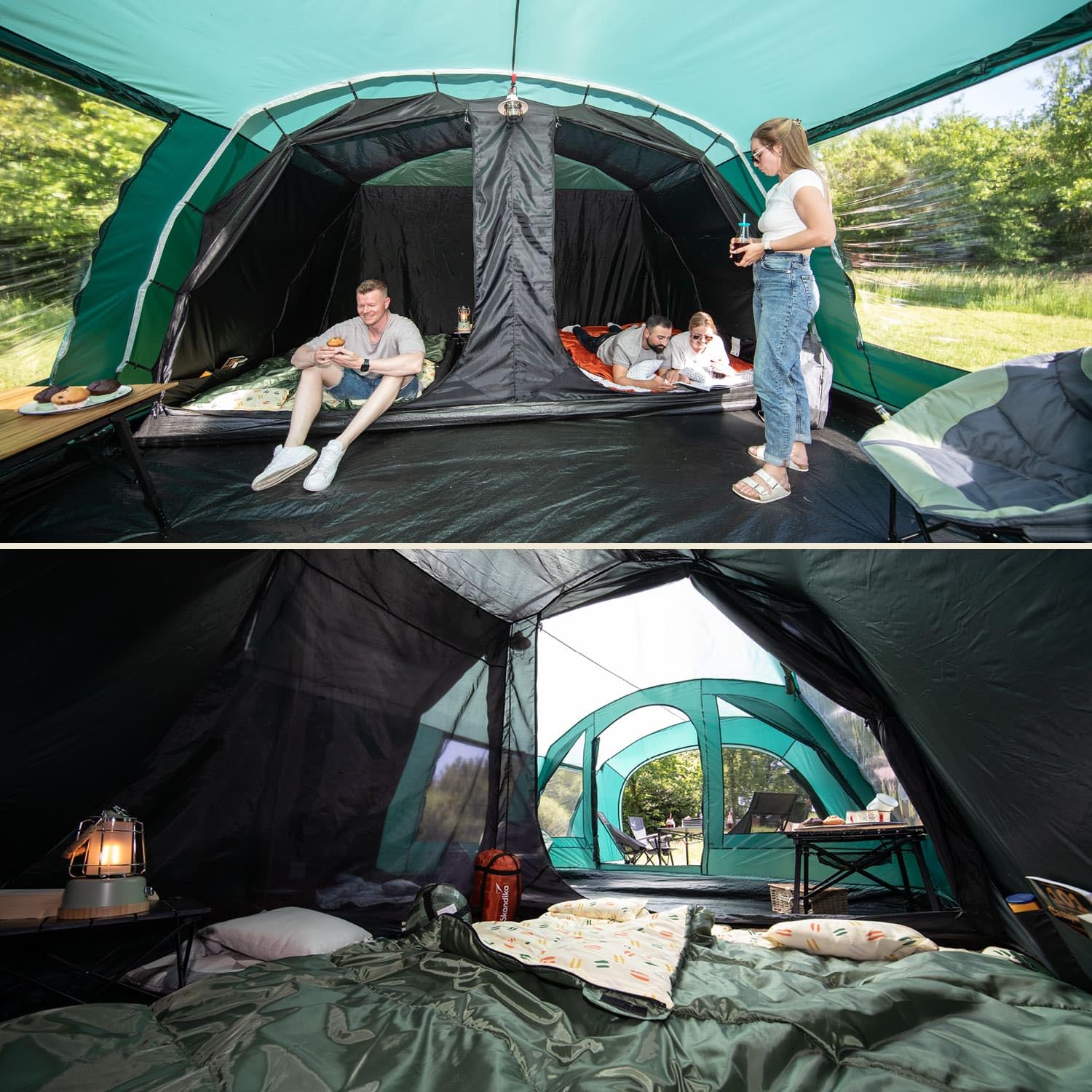 Skandika Tente tunnel Kaupanga | Tente de camping pour 6 personnes, sol de tente cousu, imperméable, colonne d'eau de 3000 mm, cabine de couchage sombre, tente familiale | Tente pour extérieur,