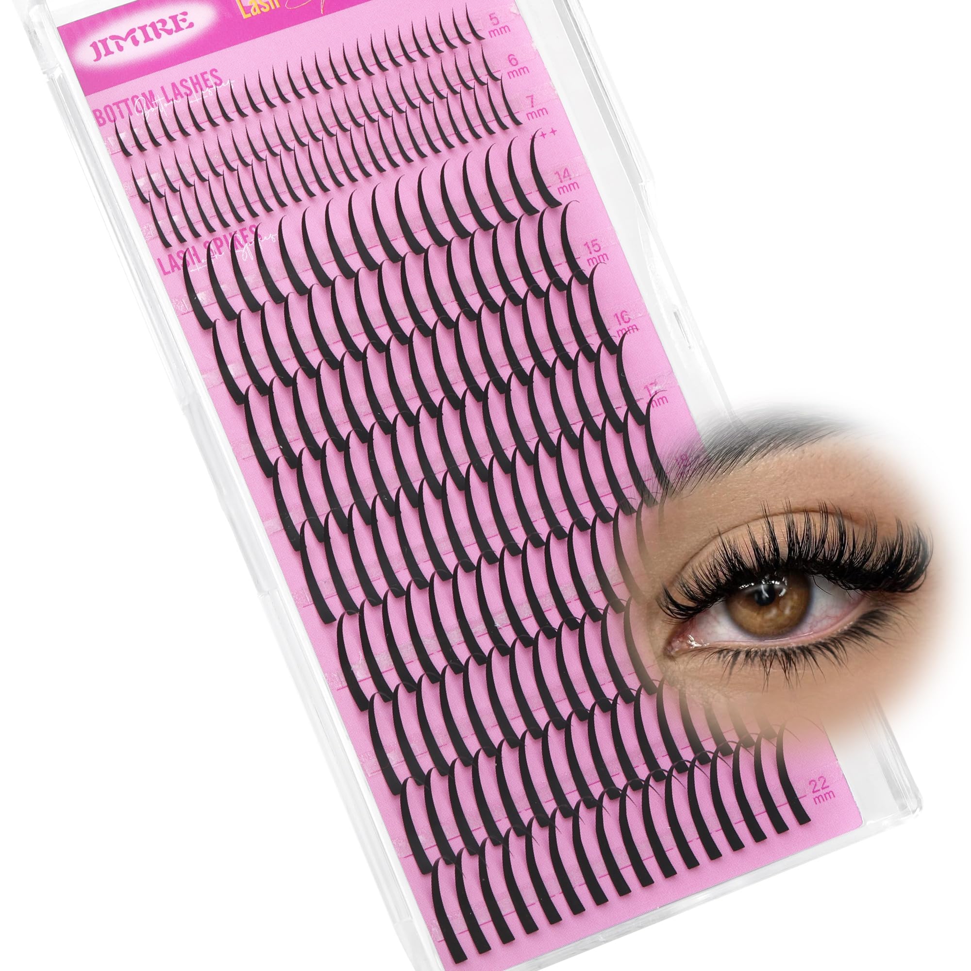 JIMIRE Spiky Lash Clusters Premade Individual Lashes Wispy Cluster Eyelash Extensions with Bottom Lashes 14-22MM D Curly Eyelash Clusters 222Pcs DIY