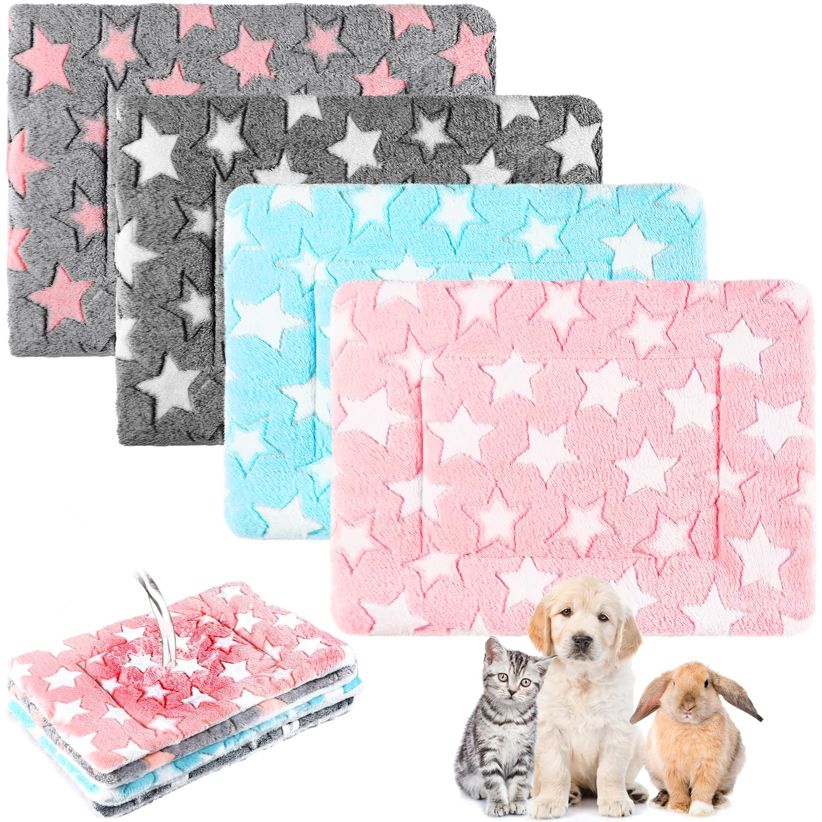 Haull 4 Pcs Waterproof Guinea Pig Bedding Mat, Cute Star, 13 x 18.5