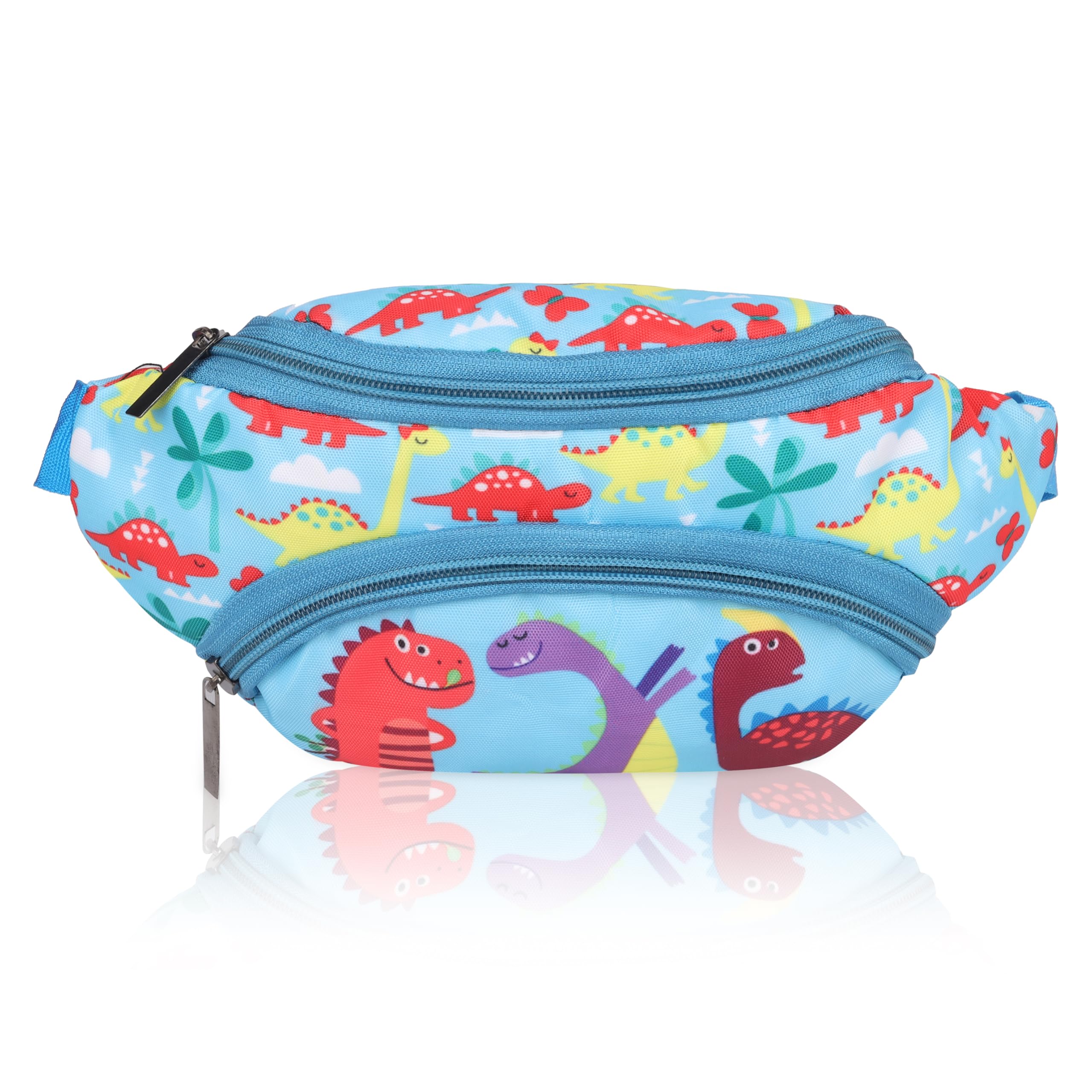 Blue Dinosaurs Print Waist Bag – Multi-Purpose Belt Bag, Hip Bag, Crossbody Travel Pouch for Men, Women, Kids – Stylish, Lightweight, and Durable Waist Pack for Travel, Sports, Hiking-image-1