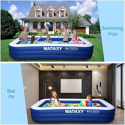 Miniatura 2 de MADAXY - Piscina inflable para niños y adultos 120 x 72 x 22 pulgadas piscina inflable familiar gruesa de gran tamaño para niños niños pequeños