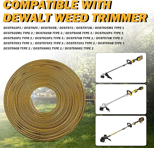 Miniatura 4 de Línea de recortadora de hilo de 0.080 pulgadas DWO1DT802 de repuesto para Dewalt Weed Trimmer Line 200 pies DWO1DT801 compatible con Dewalt Weed