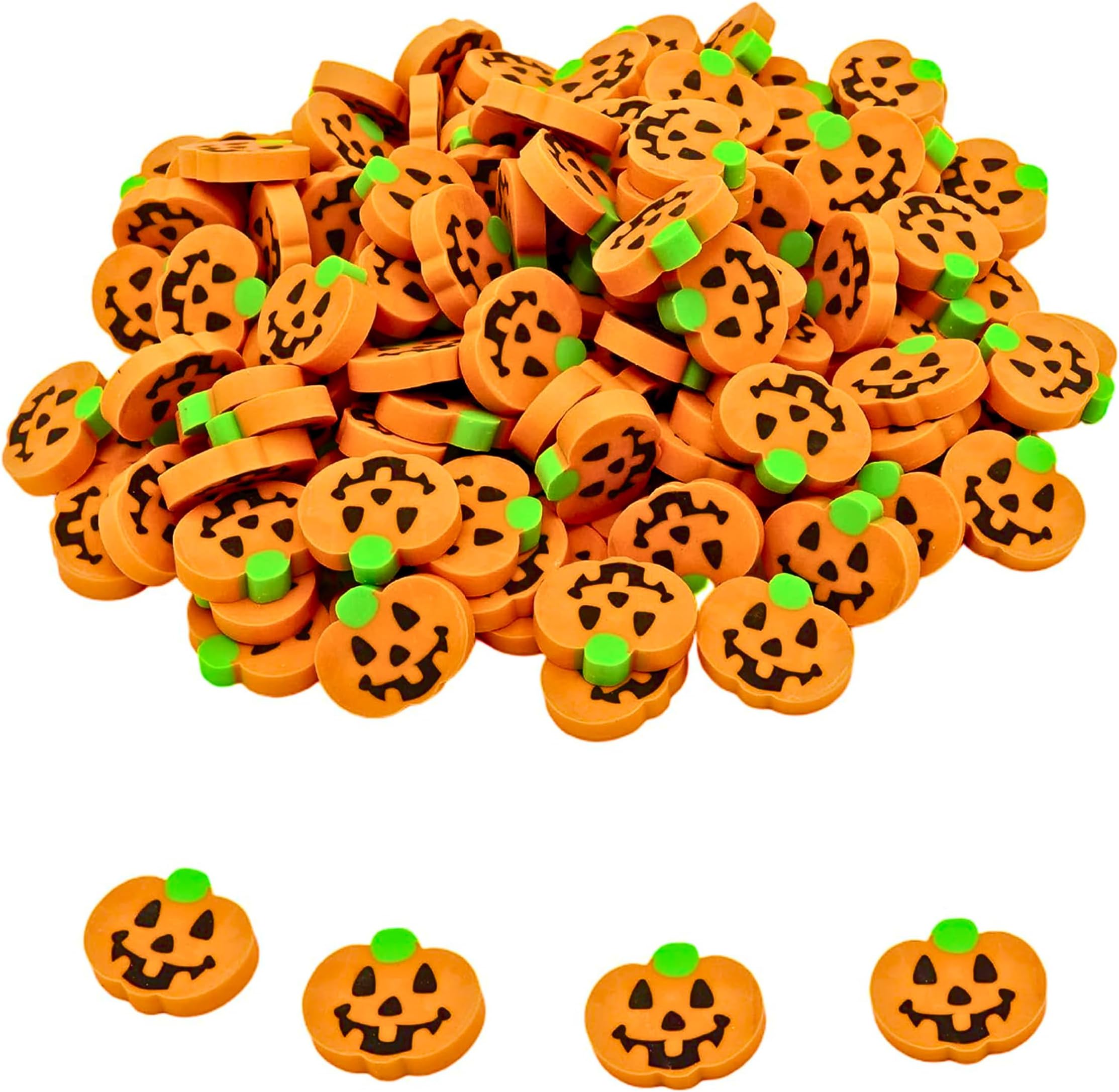 144 Pcs Halloween Pumpkin Erasers for Kids Bulk Mini Jack-O’-Lantern Erasers, Party Favors Halloween Treats Non Candy, Trick or Treats Goody Bag Filler, Fall Classroom Reward Prizes