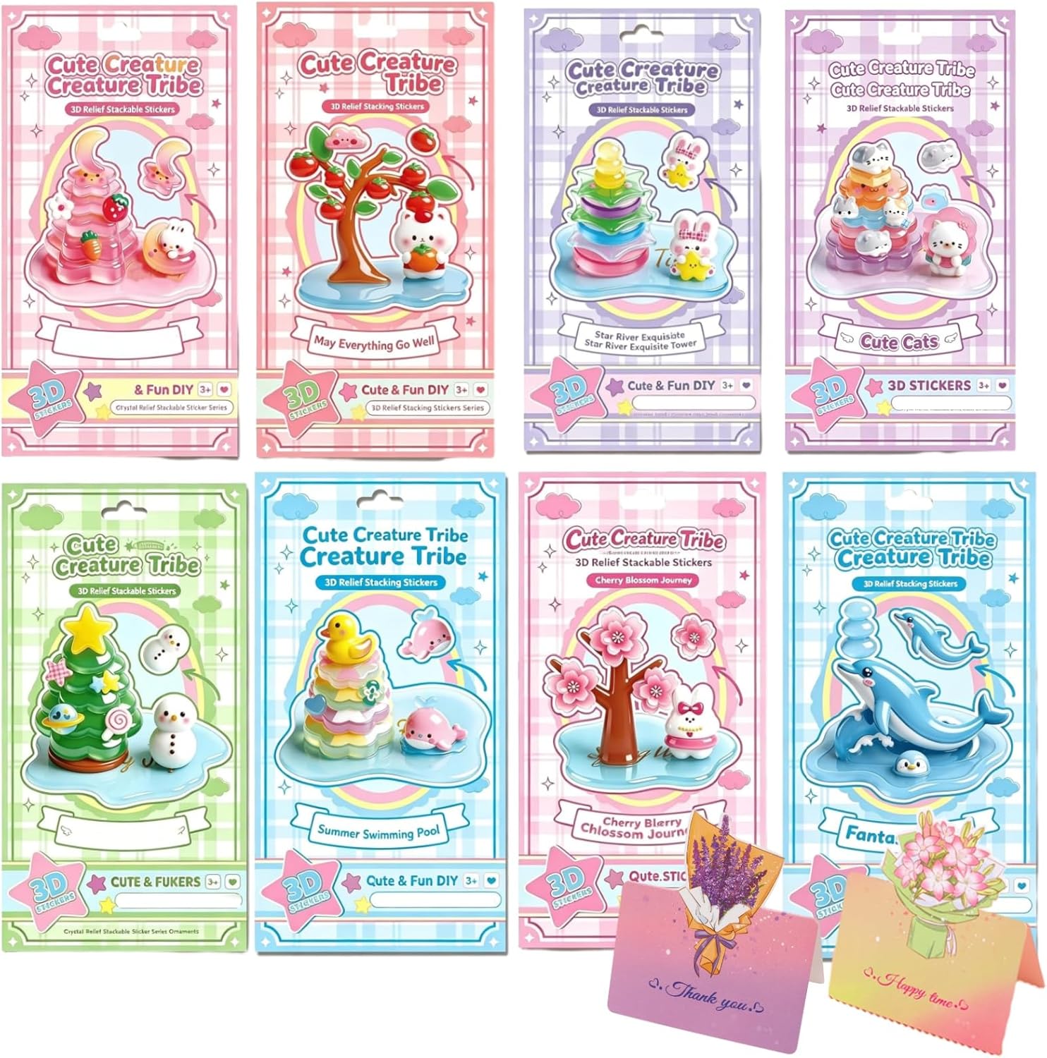 Stackable Stickers, DIY Crystal Stacked 3D Stickers, Cute Embossed Puffy Stackable Sticker Scenes, 3D Layered Resin Building Ornaments, Stress Relief Arts and Crafts
