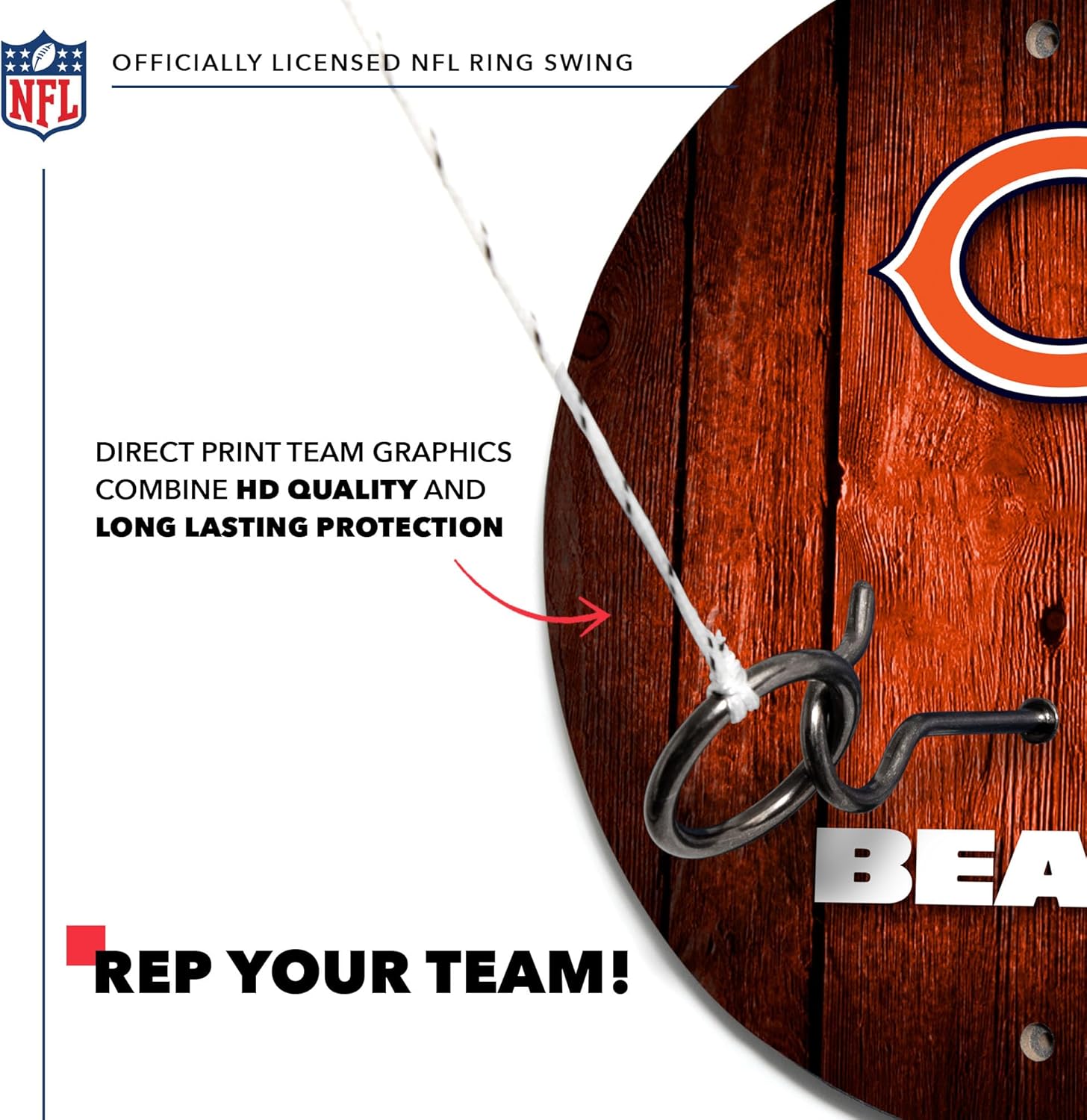 Solid Wood NFL Hook & Ring Toss Set with Direct Print HD Team Graphics – Easy Hang Hook and Ring Toss Target – Great Gift for Any Football Fan! Ring Toss Family Game for a Game Room, bar or Garage!