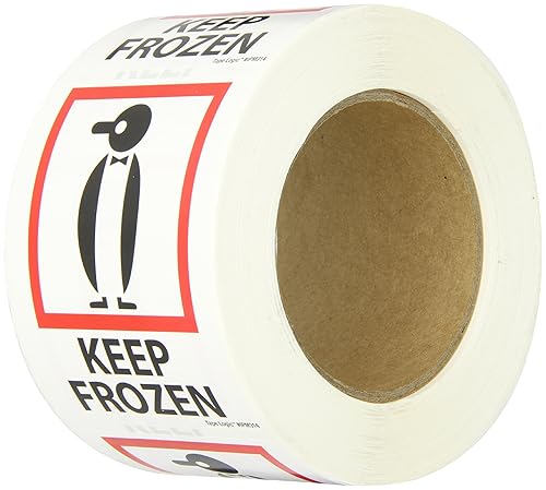 Tape Logic Aviditi Tape Logic - Adhesivo adhesivo de advertencia "Keep Frozen", rojoblanconegro, para envío, manipulación, embalaje y mudanza (1