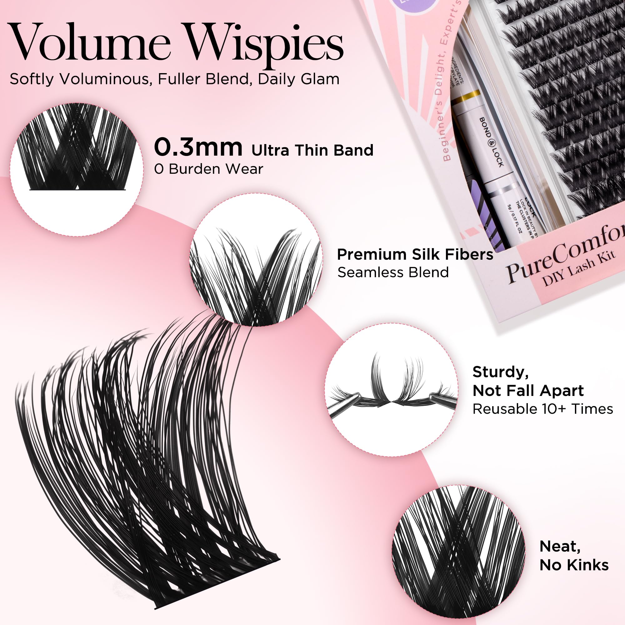 BEYELIAN Lashes Clusters Kit, Lash Extension Kit with Wispy Cluster Lashes, Lash Bond and Seal, Lash Remover, Lash Applicator - Image 2