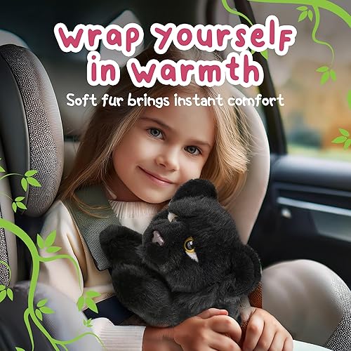 Miniatura 5 de Forest & Twelfth Animal de peluche acostado, realista de 9.5 pulgadas, suave pantera negra, juguete de peluche para acurrucarse, jugar, peluche