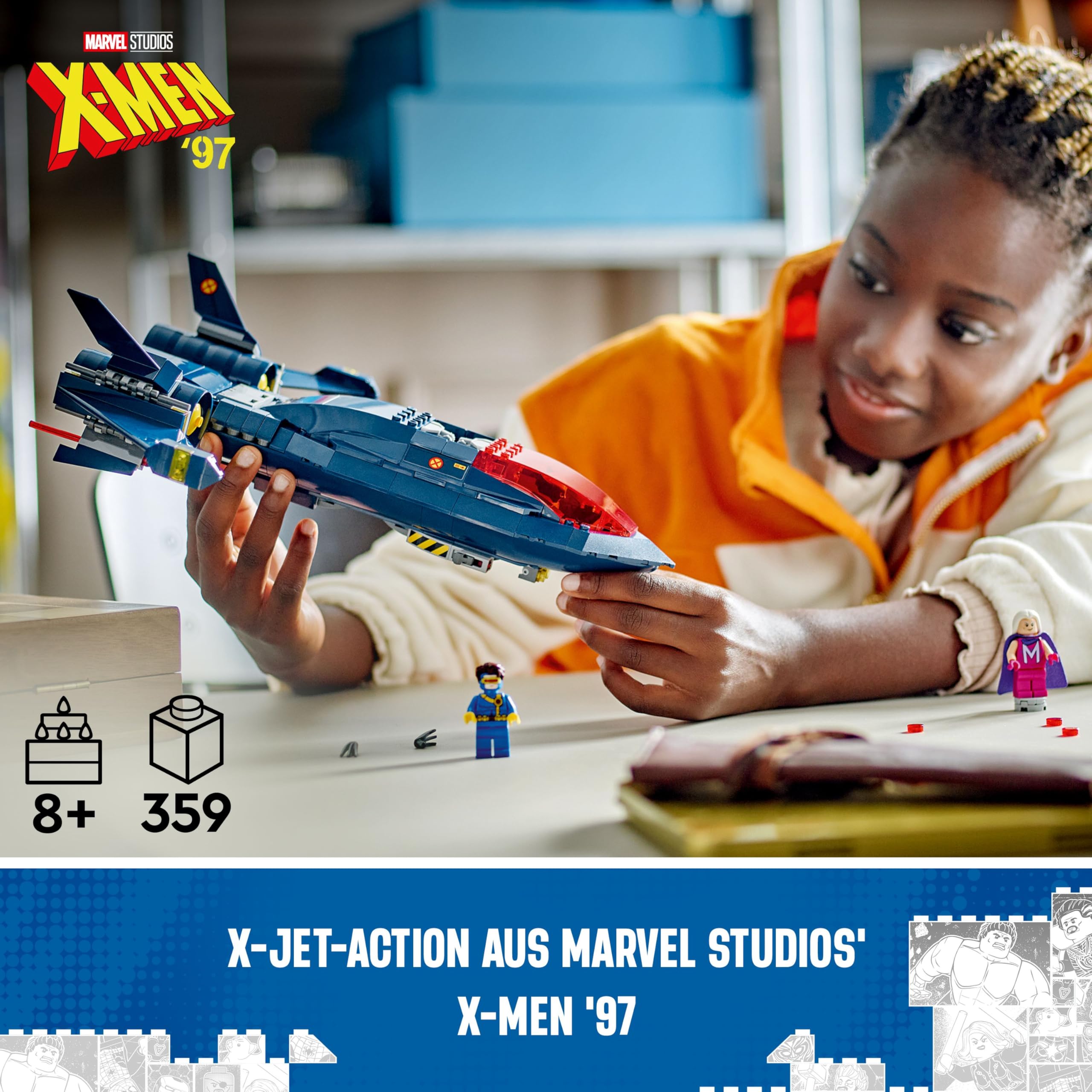 LEGO | Marvel X-Jet der X-Men - Modell Flugzeug zum Bauen mit Figuren inkl. Wolverine und Rogue -Kreatives Superhelden Spielzeug für Kinder - Geschenk für Jungs und Mädchen ab 8 Jahren - 76281