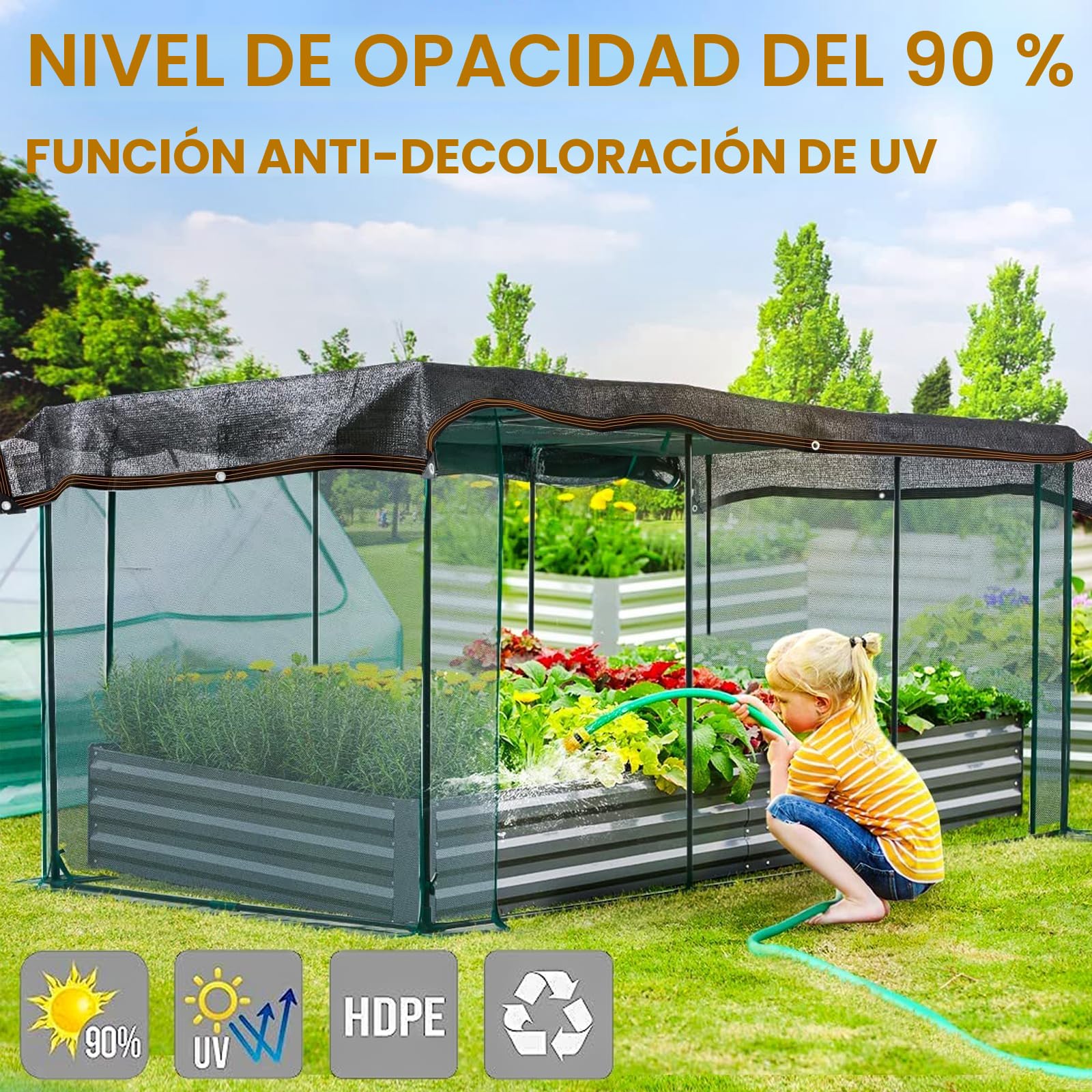 Red de Sombra Exterior, Malla Sombra Exterior 80%-90% UV Red de Sombra con Ojales, Sombreador Pergola Tela de Sombra para Pergola Jardín Patio Balcón Invernadero Granero (Negro-2x3m)