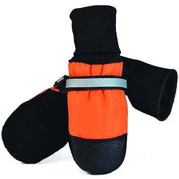 Muttluks Fleece Lined Dog Boots - Set of 4, X-Large (4.25 to 4.75 inch), Orange