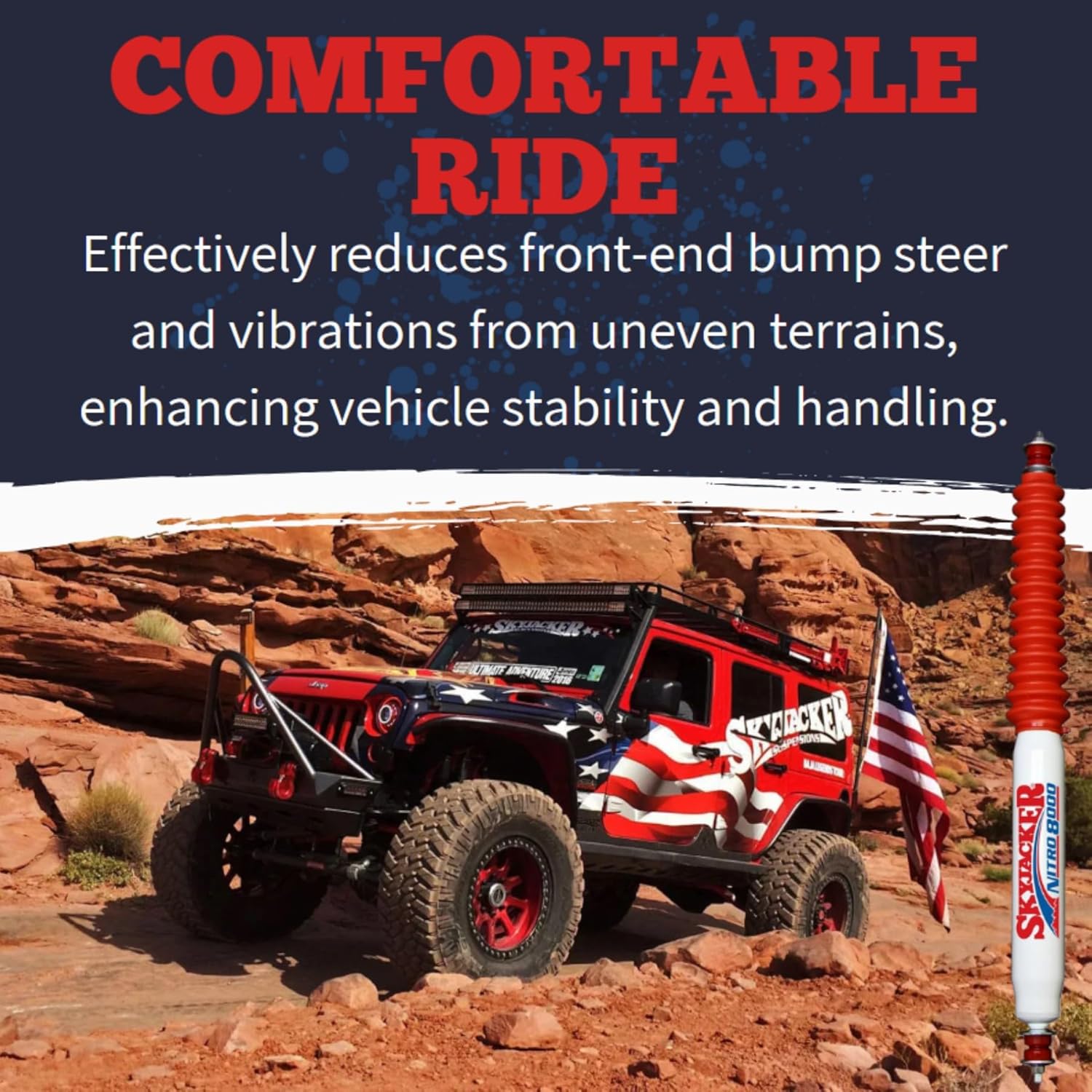 Set of Nitro 8000 Series Front & Rear Nitrogen Gas Shocks fits 1966 1977 F250 4WD High Boy with 2-4” Front & 0-4” Rear Lift | 150 PSI Gas Charged | Velocity-Sensitive Valving