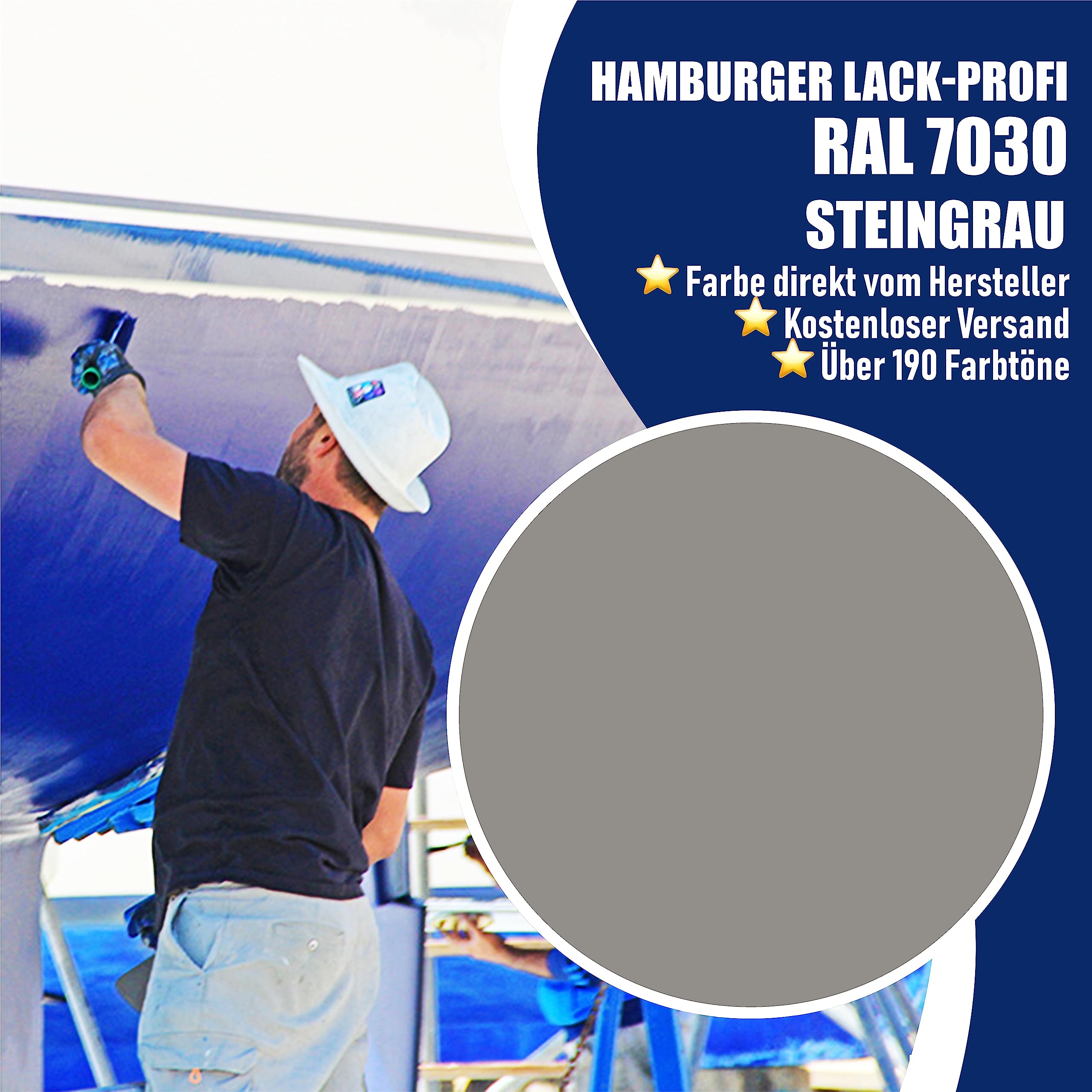 Hamburger Lack-Profi Bootslack MATT für Holz und Metall Steingrau RAL 7030 Grau Yachtlack Yachtfarbe Bootsfarbe