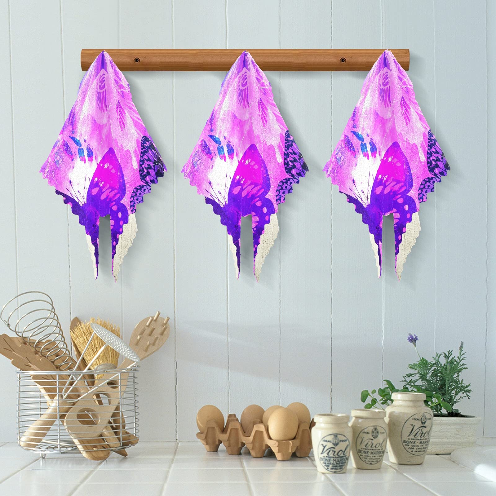 Set 2 Asciugamani Da Cucina Con Farfalla Realistica - Morbidi E Assorbenti, 30,5x43 Cm, Con Passante Per Appendere