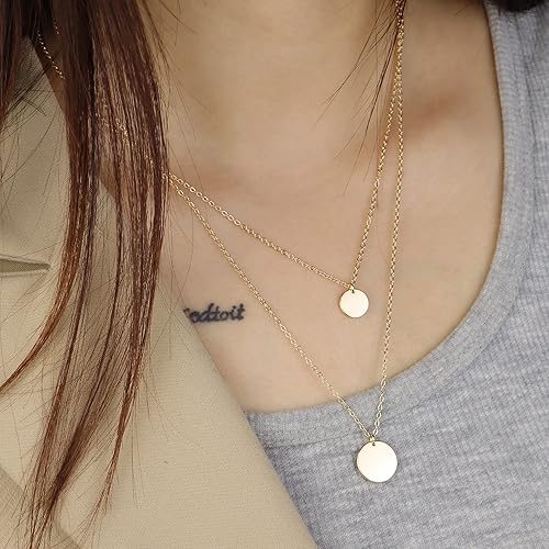 Miniatura 3 de Collar chapado en oro para mujer, collares en capas para mujer, collar de gargantilla chapado en oro de 14 quilates, collares de moda para mujer