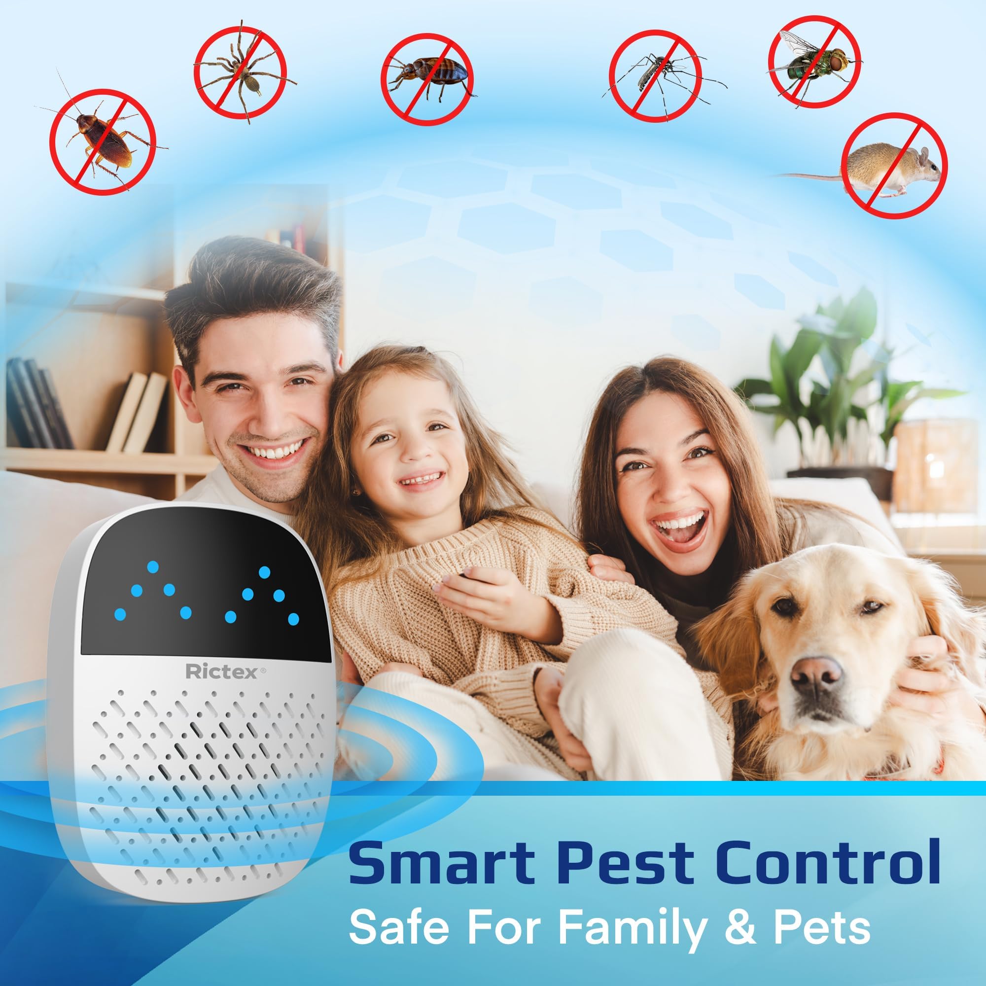 Advanced AI - Repellente per parassiti ad ultrasuoni per interni, per topi, roditori, topi, ragni, formiche, controllo elettronico dei parassiti, confezione da 1