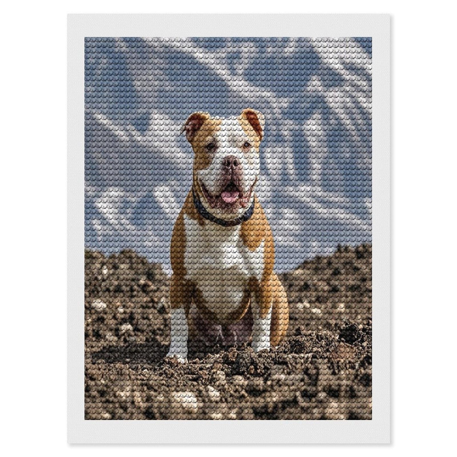 FekiLoot Pitbull Dogs Diamond Painting Kits for Adults Full Round Drill Diamond Art Kits for Beginners 5D DIY Diamond Dots Paintings Diamonds Pictures Gem Art Home Wall Decor 12"x16"