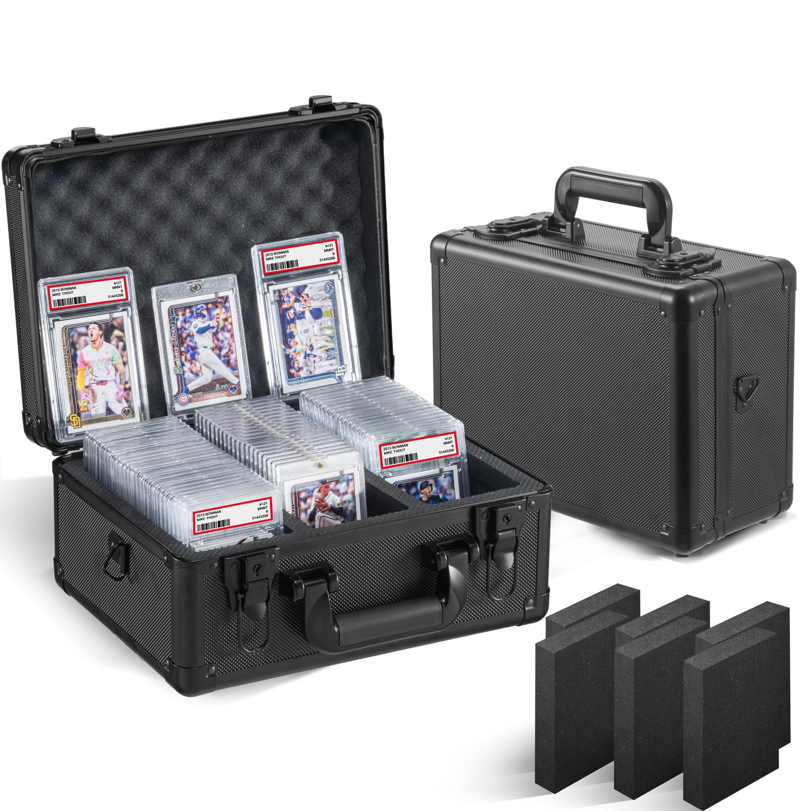 Amazon.com: Graded Card Storage Box, Trading Cards Slab Carrying Case, 3  Row Black Hard Sports Cards Holder Boxes with 6 Dividers Fits for PSA BGS  SGC Top Loaders Collection : Toys & Games