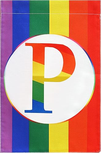 Miniatura 1 de ZXvZYT Bandera de orgullo arcoíris con monograma y letra P de bienvenida, banderas de jardín, bandera del orgullo gay LGBT, 12 x 18 pulgadas, de