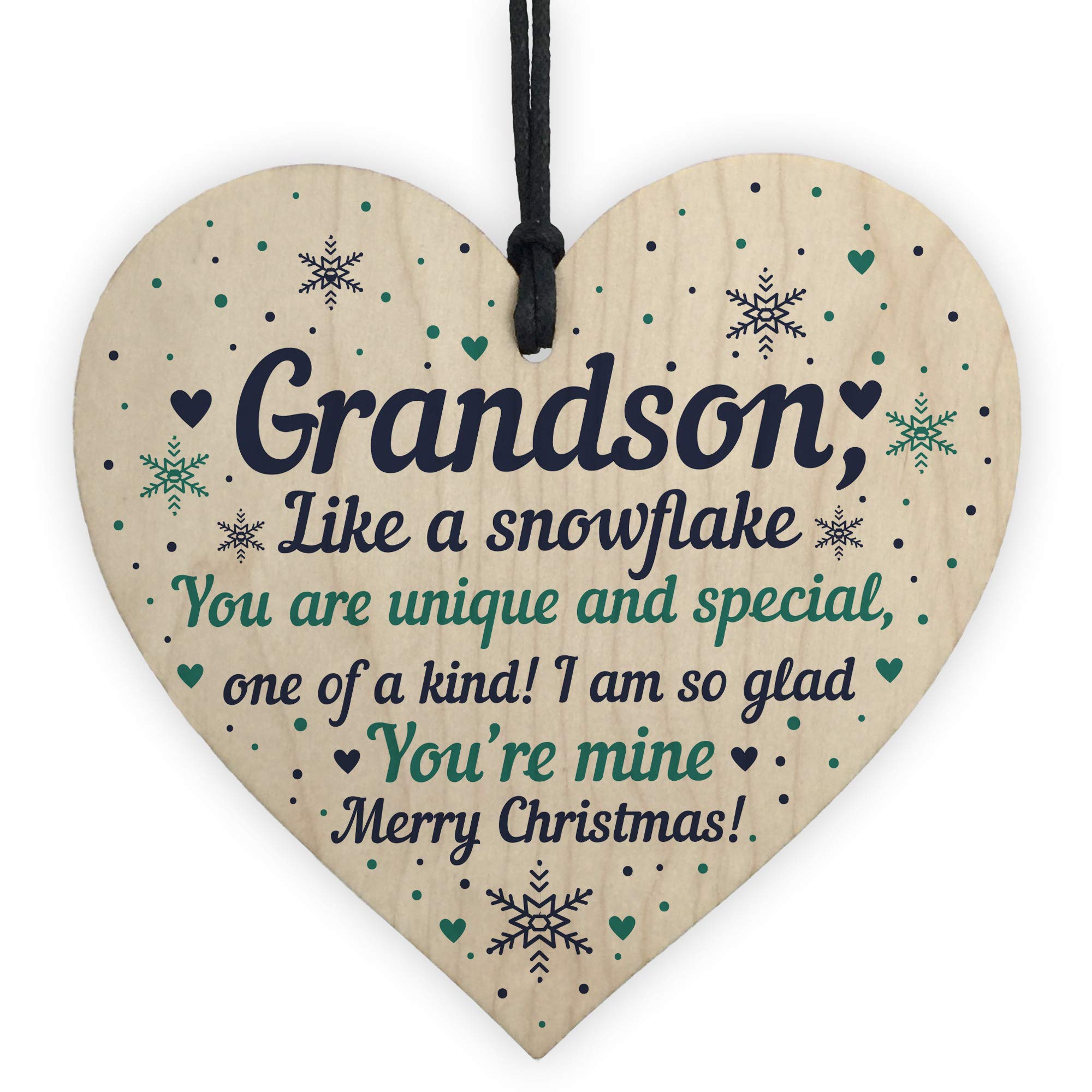 Red Ocean Multicolor Grandson Christmas Ornament Bauble Wooden Heart Keepsake Gift From Grandparent Nan Gifts