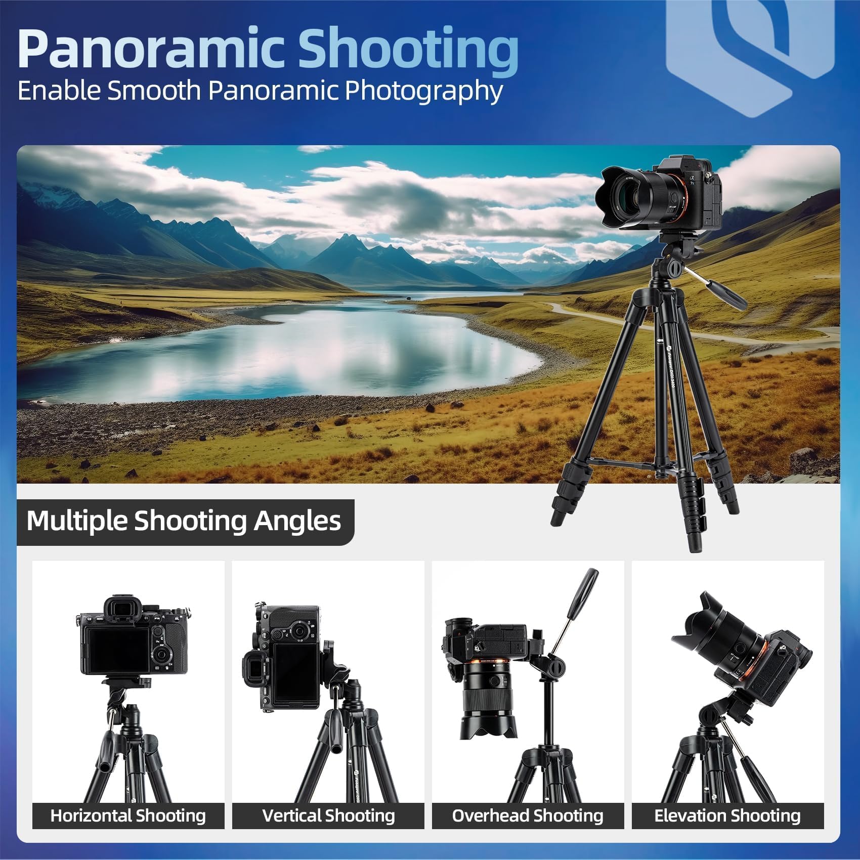 Fotopro Treppiede da viaggio ultraleggero compatto da 120 cm con piastra a sgancio rapido e testa panoramica treppiede in alluminio 0,5 kg carico massimo 2 kg DIGI-3400